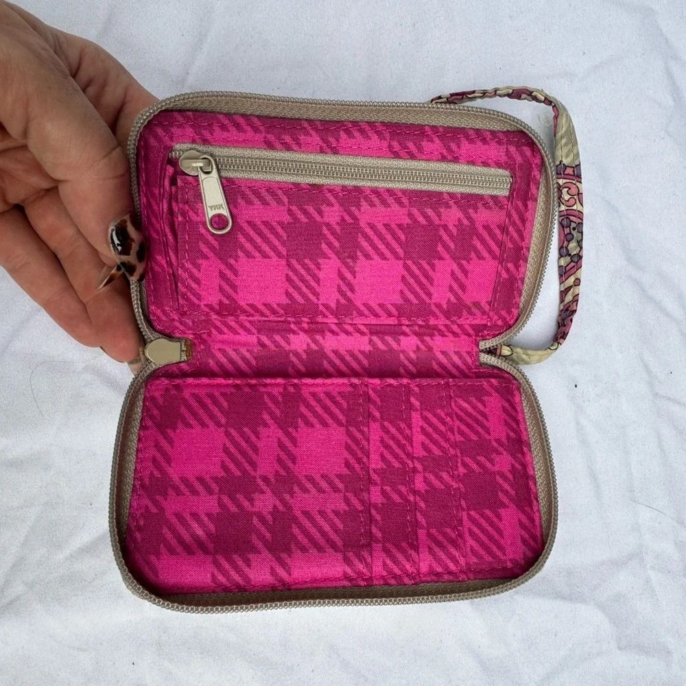 Vera Bradley Pink Tan Paisley Wristlet Wallet - Picture 3 of 3